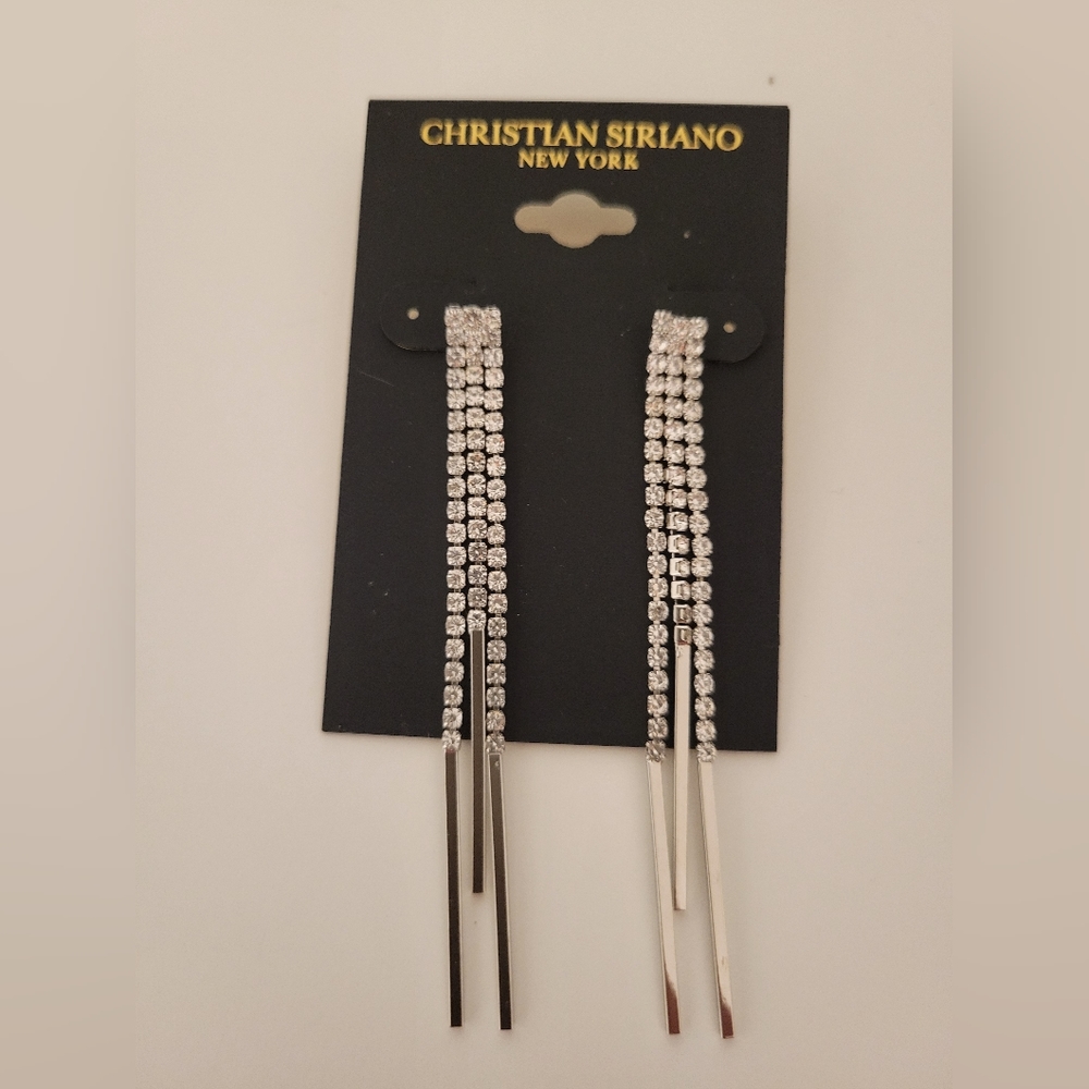 NWOT Christian Siriano Silver Rhinestone Earrings-Great for New Year's